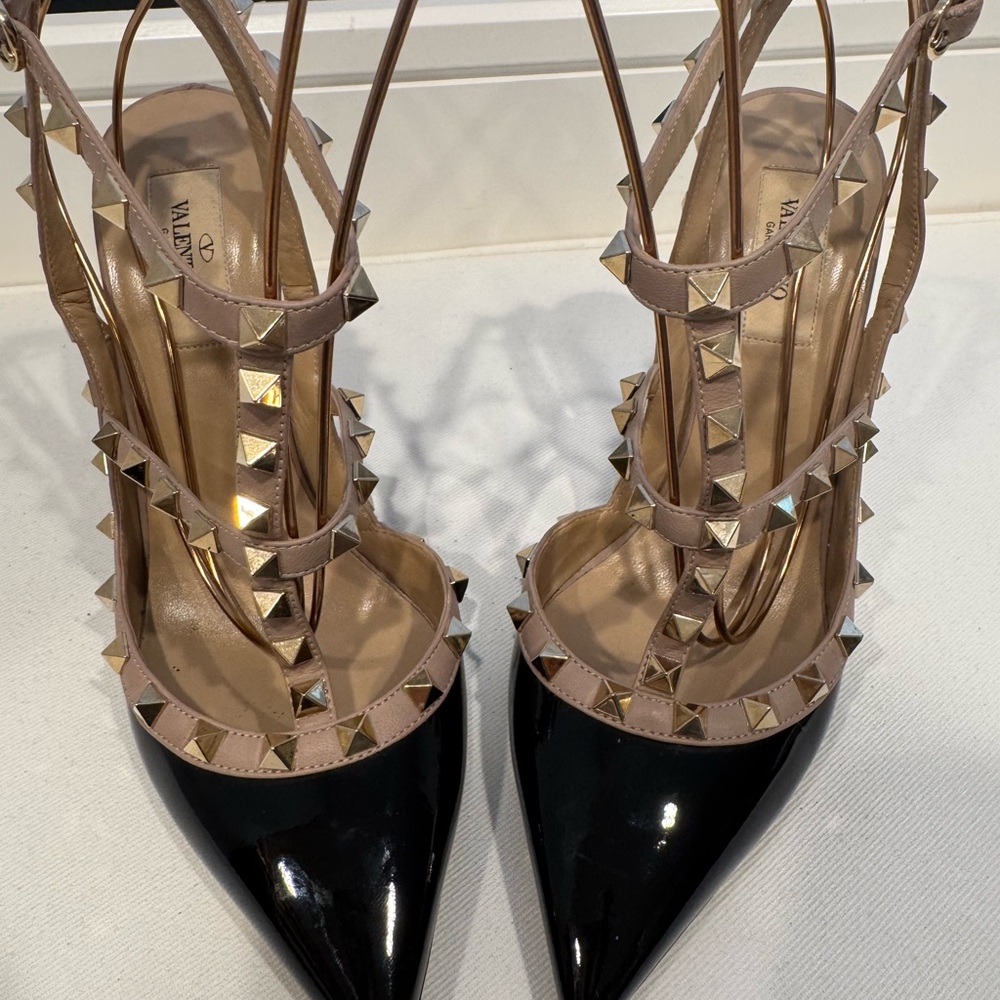 Valentino Black and Tan Studded Women's Shoes